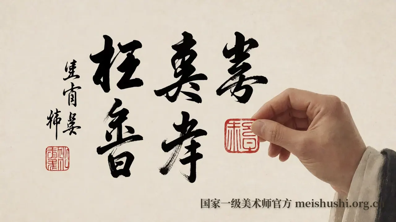 题款与印章的布局密码:如何读懂画作的呼吸节奏